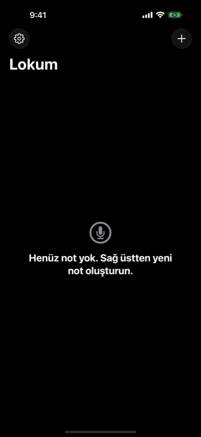 Lokum not listesi ekranı